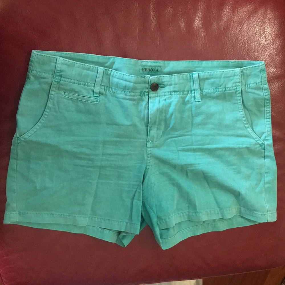 Merona Acid Wash Turquoise Shorts Size 14